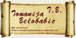 Tomanija Belobabić vizit kartica